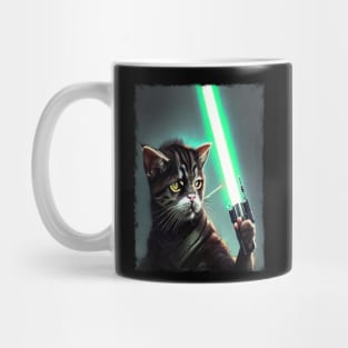 Fun Cat Print ~ AI Art ~ Fantasy Cat ~ Sci-fi Cat ~ Cats with Lightsabers Mug